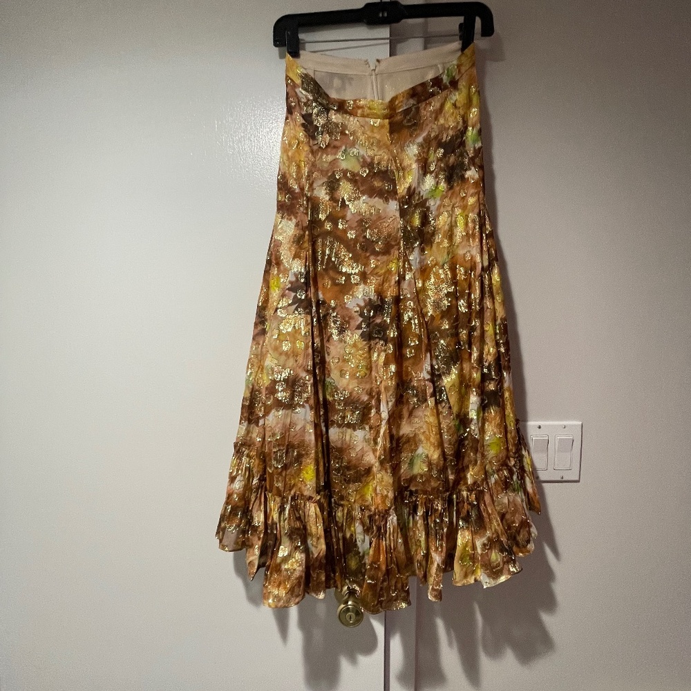 LoveShackFancy Normandie Night Shin Lil Metallic Skirt